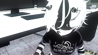 POV vrchat Femboy coworker hid under your desk, but then he noticed your cock... (chillout vr)