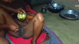 Massaged wife with mustard oil in the morning