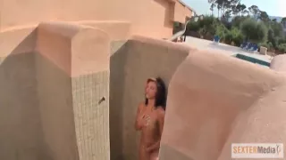 Hot Brunette Pisses In The Shower
