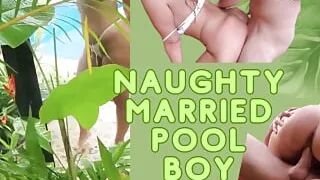 Hot MILF Wife got doggy fucked by a naughty pool boy in a resort