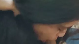 Cute girl giving blowjob