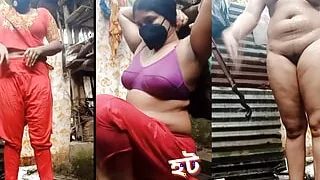 Bangladeshi hot village bhabi in bathroom. Shower naked of desi stunning bhabi.