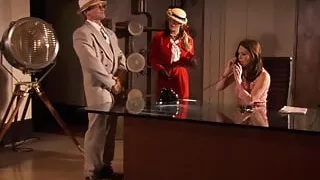 Cute milf stomachs rough sex on the stair case