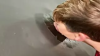 Glory Hole Blowjob & Messy Facial