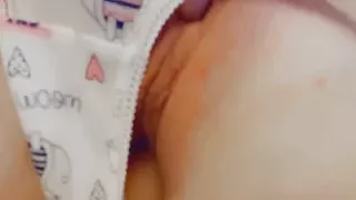 Petite Girl's Pussy Flowing on a Dick. Wet Pussy Gently Fuck Under Panties