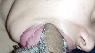 18+ swallowing a hard cock right down to the stalk