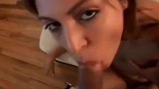 Lucky Camera Man Gets A Pov Blowjob From A Hairy Pussy Cock Sucking Brunette