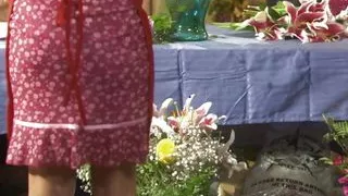 Affectionate blonde delights getting rammed outdoors by the poolside