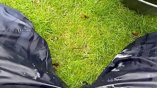 Wanking in my nylon trackers vintage Adidas sprinter shorts covered in warm, soapy water