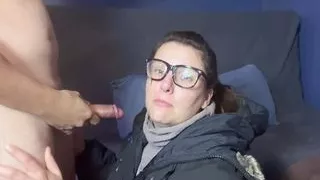 Nerd Wife MASSIVE Tongue Cumshot, Glasses & Puffer Jacket