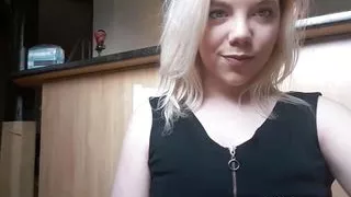 German blond girl fucks a huge bottle an strips for you!