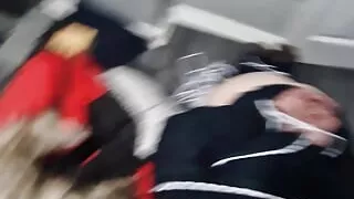 Tied and fucked like a whole made to suck her own cum from his cock