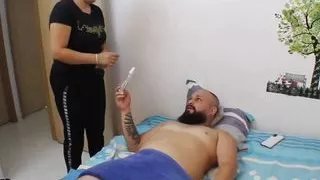Horny Stepmother Giving Him a Massage. Porn in Spanish