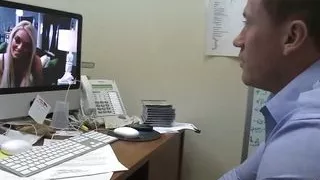 Instead of working he goes to his blonde milf girlfriend to give her big tits a tit cumshot