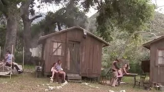 Villagers throw a party with the bisexual blonde and brunette milfs by having anal group sex