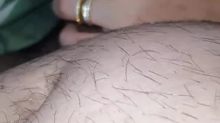 XXL handjob under blanket make step son dick hard