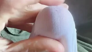 Horny before my flight decide to jerk off in my flight suit and shoot a creamy load in my white briefs - wet with precum lube