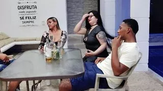 We go to my friend's house and we end up making a foursome