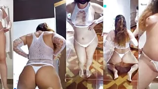 Striptease, white lingerie set