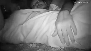 Indian wife boobs pressing husband