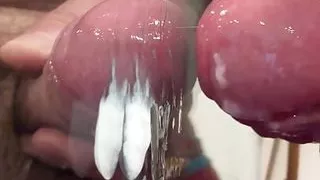 Horny daddy masturbating and cumming for you showing off his big cock and huge load