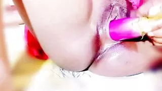 Friend's sister-in-law fucked hard with brinjal, video with sound