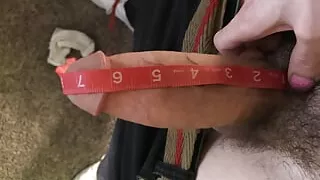 Stroking my big fat sexy dick and measuring it