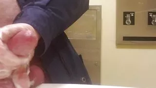 pissing and cumming many cumshots public washroom