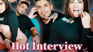 Podcast gets out of control, blowjob, deep throat and a lot of semen live -Sara Blonde and Crispasquel