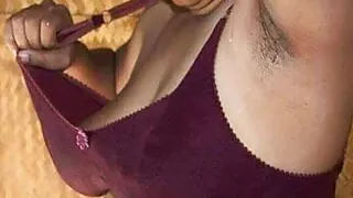 Slim hot and romantic horny girl shows her big tits and boobs with hairy pussy