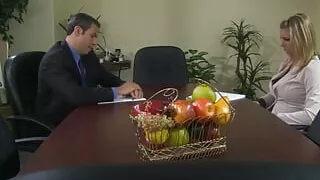 Eating out her super seductive blonde colleagues pussy just so she feels better