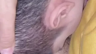 Cruising young college boy sucking married straight Uber driver's cock in the car and swallows cum