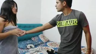 Latina stepsister with a big natural ass bouncing on her stepbrother's cock - Porn in Spanish