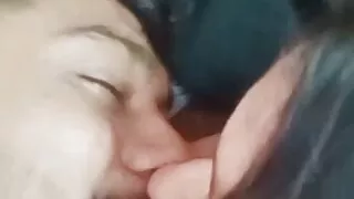Sexy girl kissing very hard