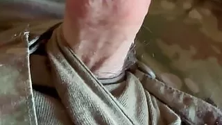 Hot creamy cum shot in my sarge's army briefs that I wore under my uniform!