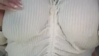 This bitch caresses her breasts and wants sex