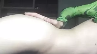 young cute gay boy plays with his ass while no one is home