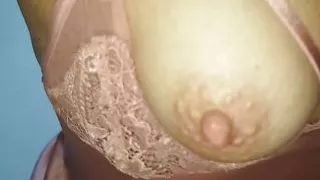 Hot blonde mommy in her satin nightie - POV