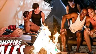 Chocolate Hunk Spitroasted By Sexy Stranger & Jock Buddy