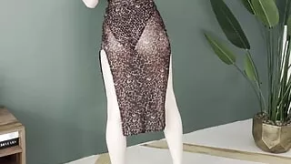 sexy tight dress stretching legs