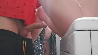 johnholmesjunior fucks Michaela McKenzies pussy ontop dryer in front of husband