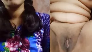 Beautiful horny girl with blue dress. Stunning bhabi fingerings her tight pussy. Bangla talking