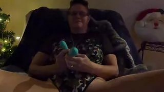 Finale to Army Girl Anal Two Dildos Waiting Next To The Tree For Santa