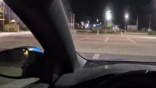 Will we get caught? My roommate wanks my cock in the car in the parking lot at night