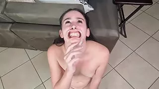 Cheap whore gets her mouth filled with piss using a lip retractor and swallowing it.
