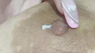 Mother milks her big delicious big nipple full of milk