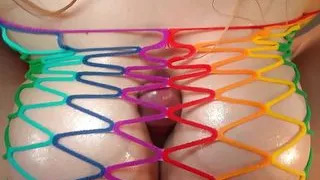 Oiled Big Tits Caught the Dick in the Net! by Lilykoti