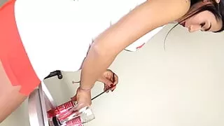 Super-hot Petra Seduces You in a Hooters Uniform and Flesh-toned Pantyhose