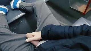 City bus wank and cum