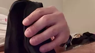 Cock massage with teachers black panties